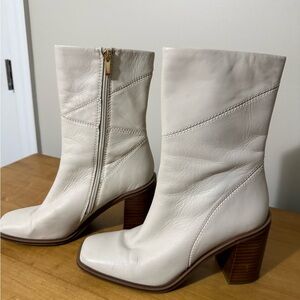 Franco Sarto Elegant Winter White Leather Boots